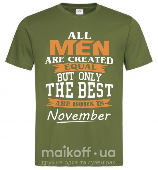 Мужская футболка The best are born in November Оливковый фото