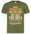 Мужская футболка The best are born in November Оливковый фото