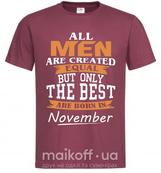 Мужская футболка The best are born in November Бордовый фото