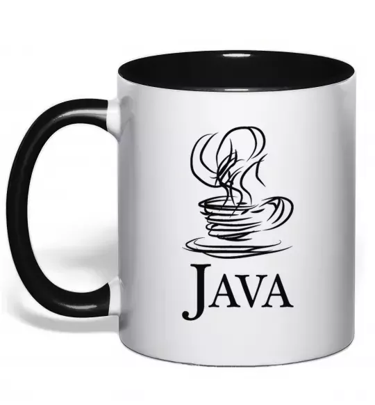 Чашка з кольоровою ручкою Java Чорний фото