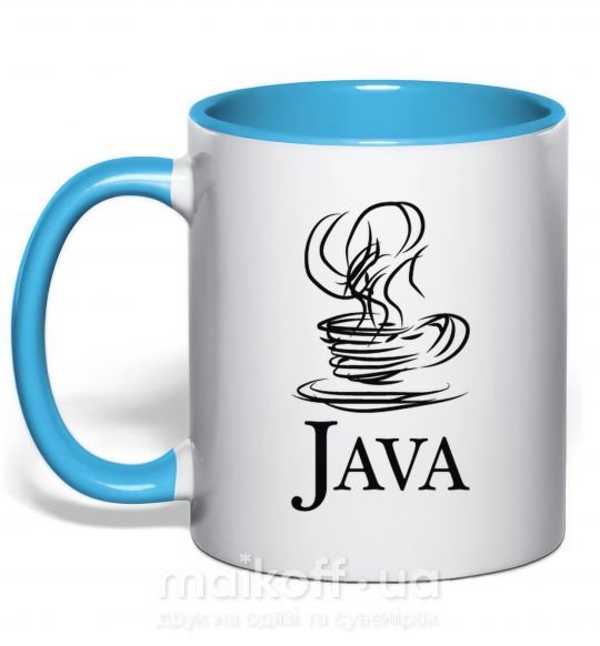 Чашка з кольоровою ручкою Java Блакитний фото