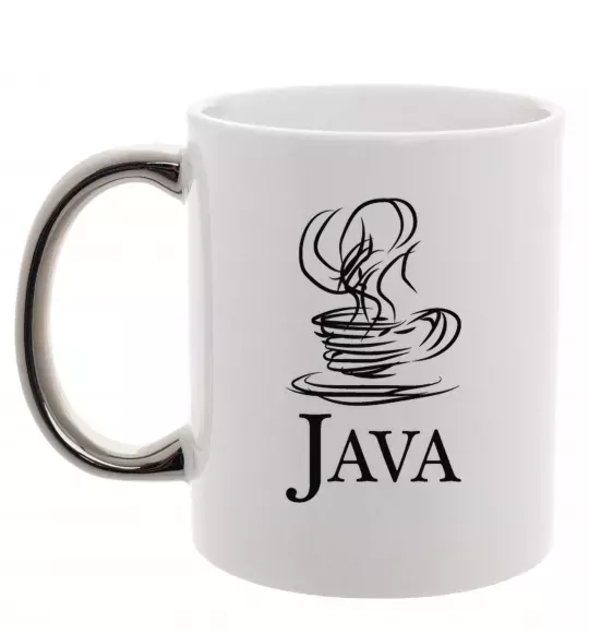 Чашка з кольоровою ручкою Java Срібло фото