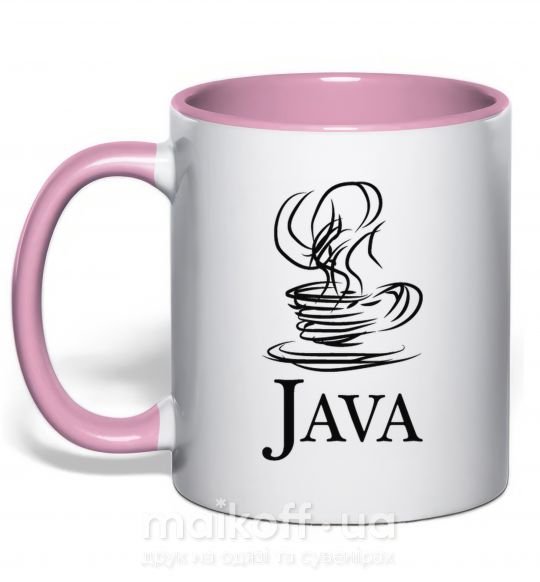 Чашка з кольоровою ручкою Java Ніжно рожевий фото