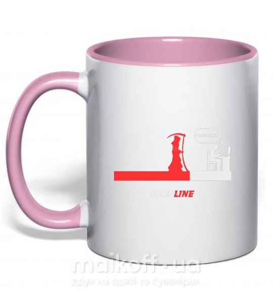 Чашка з кольоровою ручкою Programmer deadline Ніжно рожевий фото