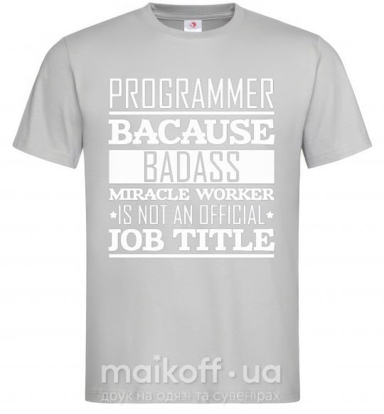 Мужская футболка Badass worker Серый фото