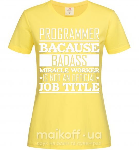 Жіноча футболка Badass worker Лимонний фото