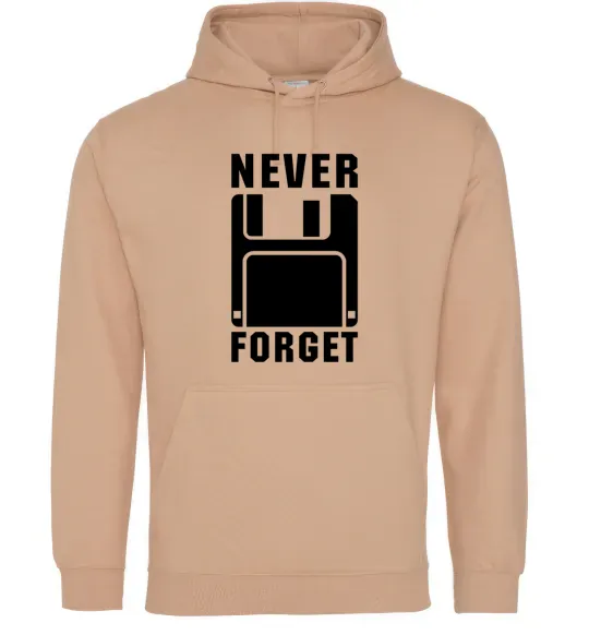 Мужская толстовка (худи) Never forget Песочный фото