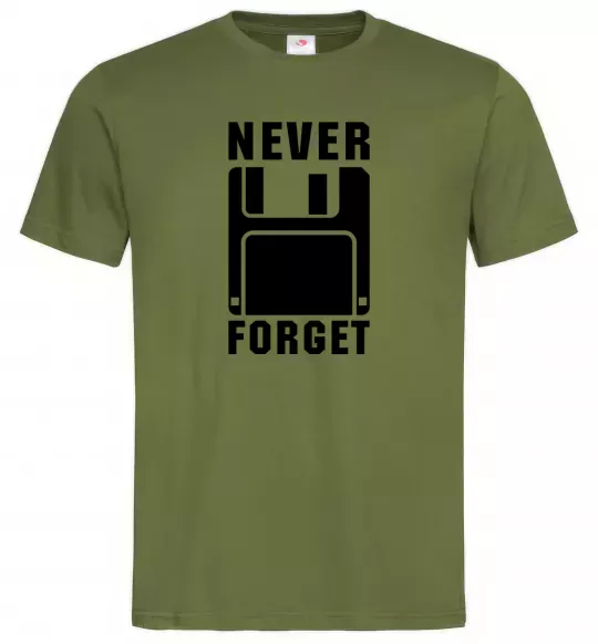 Мужская футболка Never forget Оливковый фото
