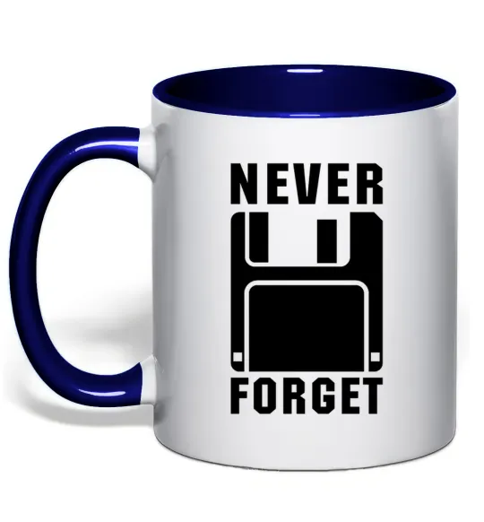 Чашка з кольоровою ручкою Never forget Глибокий темно-синій фото