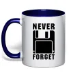 Чашка з кольоровою ручкою Never forget Глибокий темно-синій фото