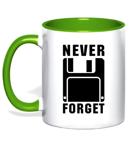 Чашка з кольоровою ручкою Never forget Зелений фото