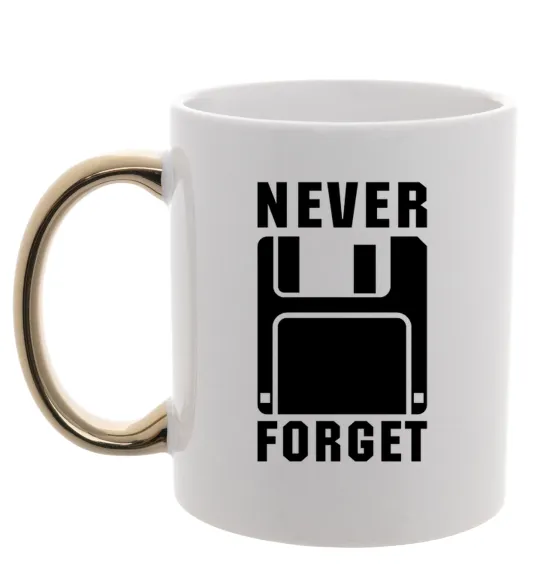 Чашка з кольоровою ручкою Never forget Золото фото