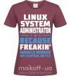 Жіноча футболка Linux system administrator Бордовий фото