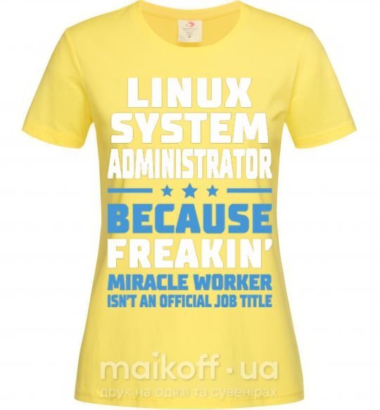 Жіноча футболка Linux system administrator Лимонний фото