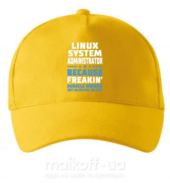 Кепка Linux system administrator Сонячно жовтий фото