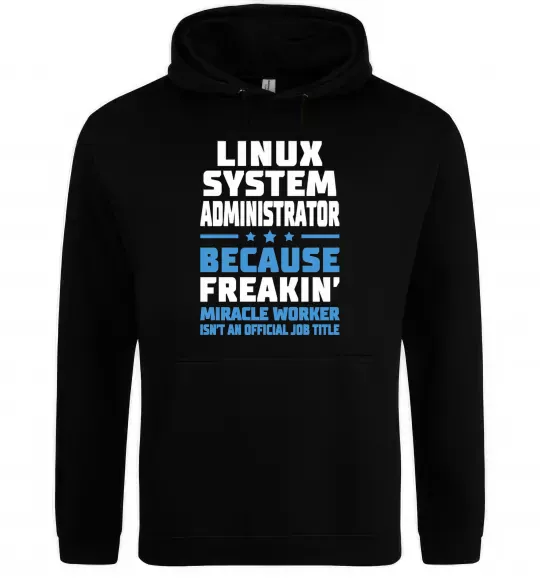 Чоловіча толстовка (худі) Linux system administrator Чорний фото