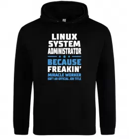 Мужская толстовка (худи) Linux system administrator Черный фото