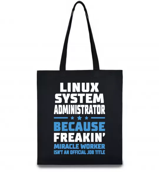 Еко-сумка Linux system administrator Чорний фото