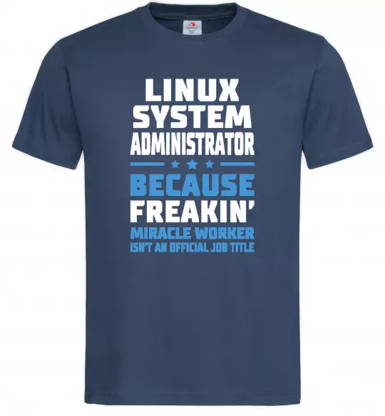 Мужская футболка Linux system administrator Темно-синий фото