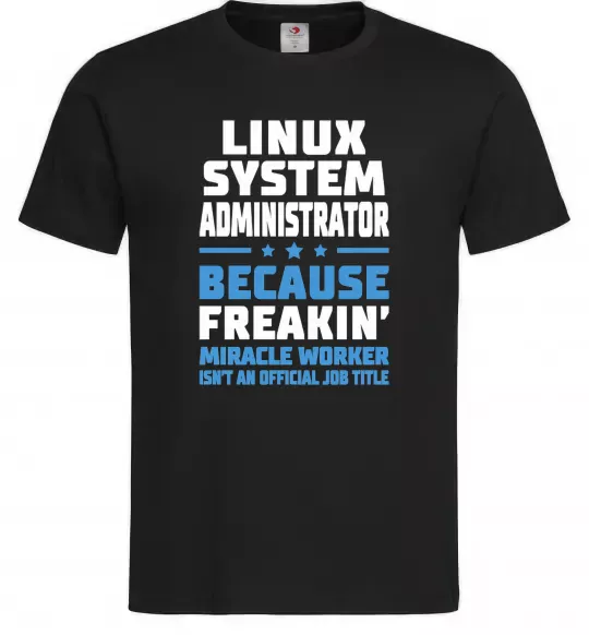 Мужская футболка Linux system administrator Черный фото