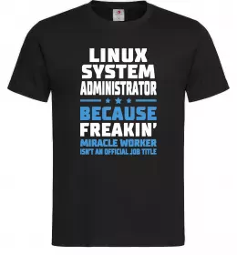 Мужская футболка Linux system administrator Черный фото