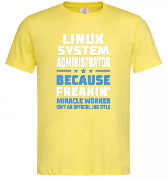 Мужская футболка Linux system administrator Лимонный фото