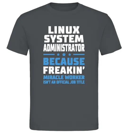 Мужская футболка Linux system administrator Графит фото