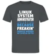 Мужская футболка Linux system administrator Графит фото