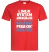 Мужская футболка Linux system administrator Красный фото