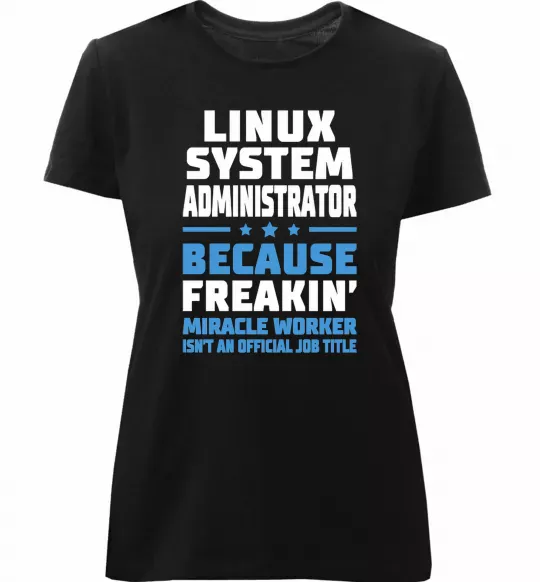 Жіноча преміум футболка Linux system administrator Чорний фото
