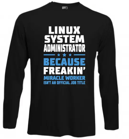 Лонгслів Linux system administrator Чорний фото