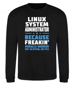 Свитшот Linux system administrator Черный фото