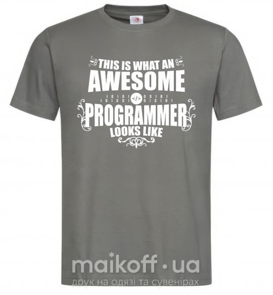 Мужская футболка This is what an awesome programmer looks like Графит фото