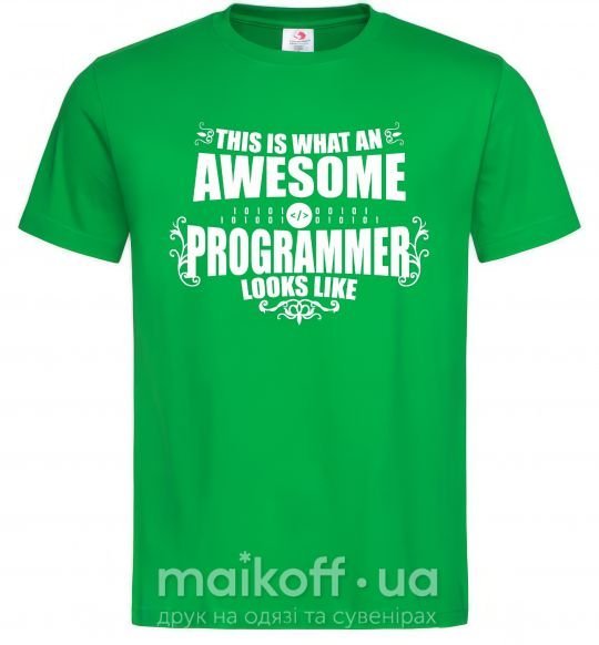 Мужская футболка This is what an awesome programmer looks like Зеленый фото
