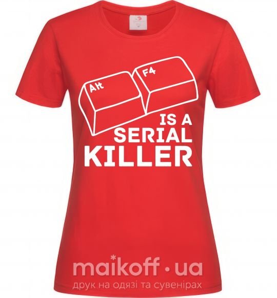 Женская футболка Alt F4 - serial killer Красный фото