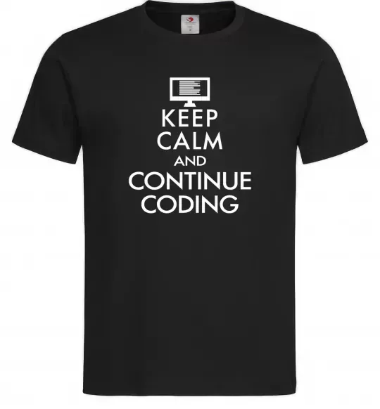Мужская футболка Keep calm and continue coding Черный фото