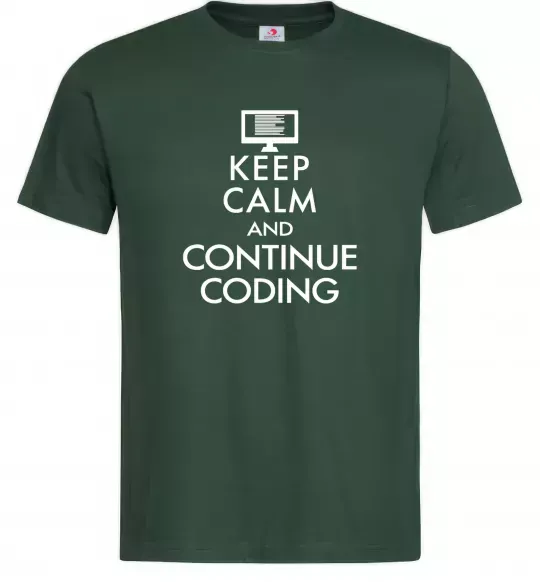 Мужская футболка Keep calm and continue coding Темно-зеленый фото