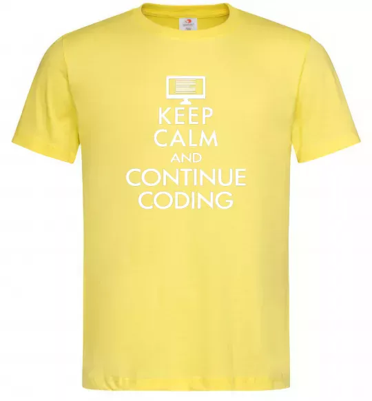 Мужская футболка Keep calm and continue coding Лимонный фото