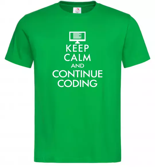 Мужская футболка Keep calm and continue coding Зеленый фото