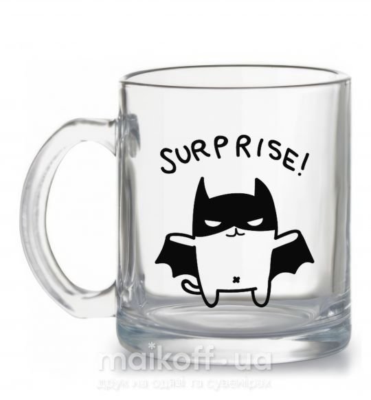 Чашка скляна Bat cat Прозорий фото