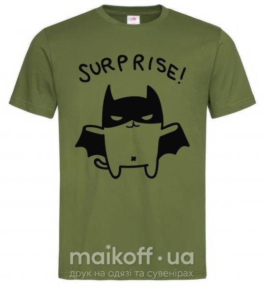 Мужская футболка Bat cat Оливковый фото