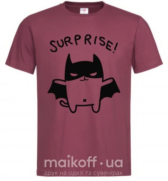 Мужская футболка Bat cat Бордовый фото