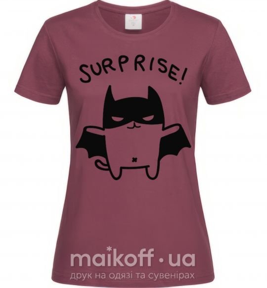 Жіноча футболка Bat cat Бордовий фото