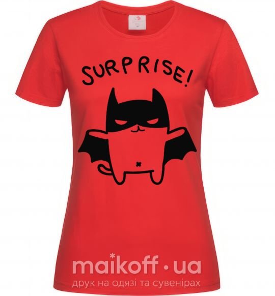 Женская футболка Bat cat Красный фото
