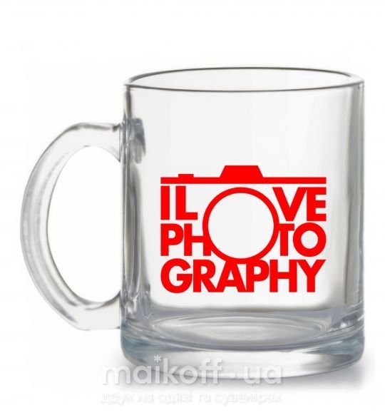 Чашка стеклянная I love photography Прозрачный фото