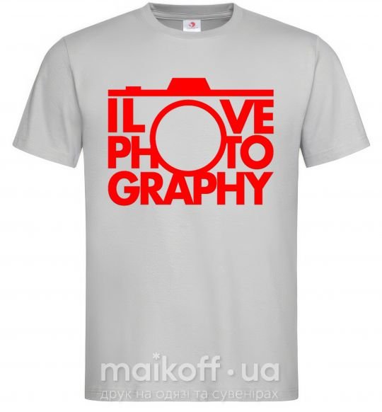 Мужская футболка I love photography Серый фото