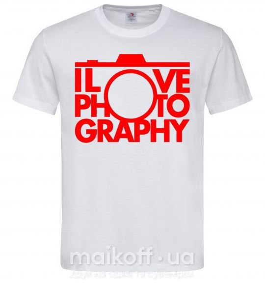Мужская футболка I love photography Белый фото