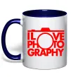 Чашка з кольоровою ручкою I love photography Глибокий темно-синій Чашка з кольоровою ручкою I love photography Глибокий темно-синій фото