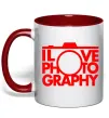 Чашка з кольоровою ручкою I love photography Червоний Чашка з кольоровою ручкою I love photography Червоний фото