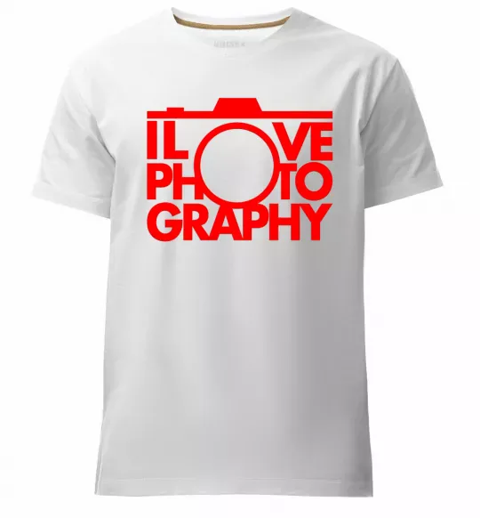 Мужская премиум футболка I love photography Белый фото